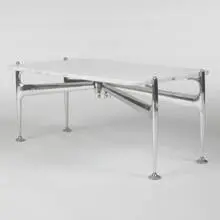 coffee table, model #66351 by Alexander Girard, c. 1968, cast aluminum, marble, sold Mar 2007