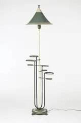 floor lamp by attribution Walter von Nessen, c. 1930, enameled metal, enameled steel, enameled aluminum, sold Mar 2007