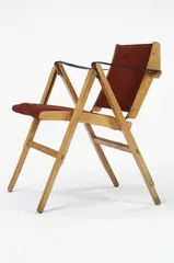 Marco Zanuso, Bridge chair, 1951, beech, upholstery, vinyl, brass
