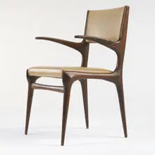 armchair, model #162 by Carlo de Carli, c. 1950, walnut, skai, sold Mar 2007