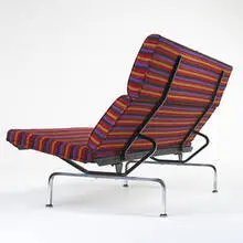 Charles and Ray Eames, Compact sofa, c. 1954, upholstery, chrome-plated and enameled steel