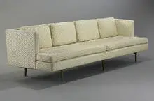 Edward Wormley, sofa, model #4907A, c. 1949, upholstery, brass