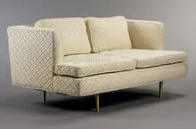 Edward Wormley, settee, model #4907B, c. 1949, upholstery, brass