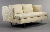 Edward Wormley, settee, model #4907B, c. 1949, upholstery, brass