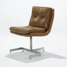 Raphael, side chair, 1973, matte chrome-plated steel, leather