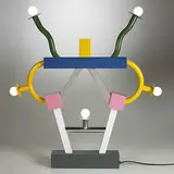 Ashoka table lamp by Ettore Sottsass, 1981, enameled and chrome-plated steel, sold Mar 2007