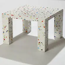 Nara table by Shiro Kuramata, 1983, Star Piece terrazzo with glass inserts, sold Mar 2007