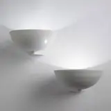 Kurt Versen, sconces, pair, c. 1935, enameled cast and spun aluminum