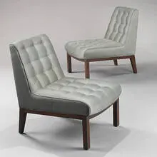 lounge chairs model #5000A, pair by Edward Wormley, c. 1957, mahogany, upholstery, sold Mar 2007