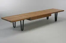 Long John coffee table, model #4699 by Edward Wormley, 1962, sap grain walnut, laminated mahogany, sold Mar 2007