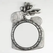 Donald Drumm, mirror, c. 1980, cast aluminum, mirrored glass