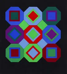 Beryl Positif by Victor Vasarely, c. 1970, paper collage, sold Mar 2007