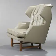 lounge chair, model #5761 by Edward Wormley, 1957, leather, walnut, sold Mar 2007