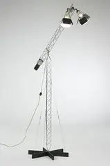 C. Jeré, Crane floor lamp, c. 1977, chrome-plated and enameled steel