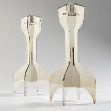 Marcel Breuer, candlesticks, pair, c. 1963, silver-plated steel