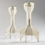 Marcel Breuer, candlesticks, pair, c. 1963, silver-plated steel