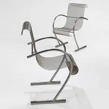 Sing Sing Sing chairs, pair by Shiro Kuramata, 1985, chrome-plated steel, sold Mar 2007
