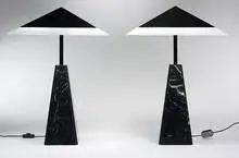 Cini Boeri, Abat Jour table lamps, pair, 1975, marble, perspex, enameled brass