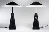Cini Boeri, Abat Jour table lamps, pair, 1975, marble, perspex, enameled brass