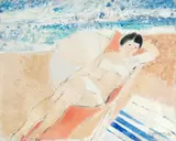 Claude Grosperrin, La Plage, oil on canvas