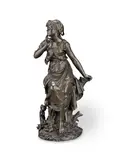 Hippolyte Moreau, patinated bronze figure of 'The Song of the Lark'