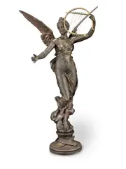 Eugen Marioton, patinated and parcel gilt bronze figure 'L'Inspiration (Inspiration)', parcel gilt bronze
