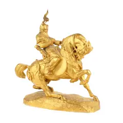 Antoine-Louis Barye, gilt bronze equestrian figure of 'Gueiirer tartare Arretant son Cheval (Tartar Warrior checking his horse)', gilt bronze