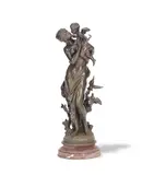 Mathurin Moreau, patinated bronze figure of Venus and Cupid, patinated bronze