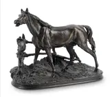 Pierre-Jules Mêne, late 19th century patinated bronze of 'Cheval a la Barriere'