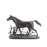 Pierre-Jules Mêne, late 19th century patinated bronze model of 'Cheval a la Barriere' No. 1 (Dijin)