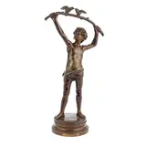 Étienne Henri Dumaige, patinated bronze model of 'Le Charmeur'