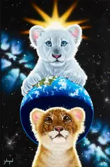 Sarmonti and Shaka | The White Lions of Timbavati by William "Schim" Schimmel, 1996, sold Jun 2022