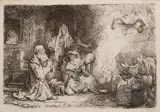 Rembrandt Harmensz van Rijn, The Angel Departing from the Family of Tobias (Bartsch 43, Hind 185, New Hollstein 189)