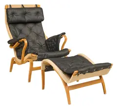Bruno Mathsson, Lounge Chair & Ottoman, Swedish mid-century bentwood lounge chair and ottoman