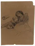 Adolph von Menzel, Liegende Mutter mit Kind. (Vor) 1857