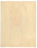 Auguste Rodin, Cybèle se peigne, Um 1900, Bleistift und Aquarell auf Papier