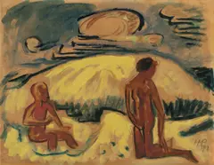 Mutter und Kind vor der Düne by Max Pechstein, 1919, Aquarell über Bleistift auf Papier, sold May 2014