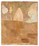 Gerhard Altenbourg, Hervorgestiegen aus der Spaltennacht im braunen Erdschatten sinkenden Tages, 1979, Aquarell, Gouache, Wachsseife-Tempera und Bleistift auf Japan