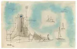 Lyonel Feininger, Am Hafen, 1954, Aquarell und Tuschfeder über Kreide auf Bütten