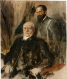 Franz von Lenbach, Fürst Bismarck und sein Leibarzt Ernst Schweninger. Nach 1882, Öl auf Leinwand