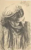 Adolph von Menzel, Geneigter Frauenkopf