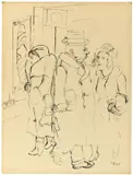 Passanten, Berlin by George Grosz, 1928, Rohrfeder und Feder in Tusche auf Papier, auf Papier aufgezogen, sold May 2019