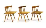 George Nakashima, Group of 3 grass-seat chairs