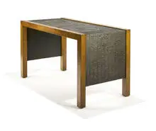 Art Foundry, Console table, 1968, Cast Bronze with patina and solid Walnut frame