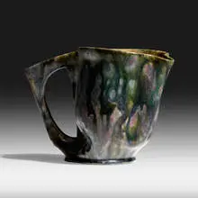pitcher by George E. Ohr, 1897-1900, glazed earthenware, sold Sep 2020