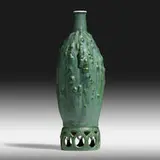 Exceptional and Rare gourd vase and reticulated stand by Taxile Doat for University City, 1913, matte and crystalline glazed porcelain, sold Sep 2020