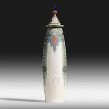 Exceptional covered vase by Taxile Doat, 1926, glazed porcelain with pâte-sur-pâte decoration, sold Sep 2020