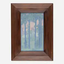 Rare Transitional plaque by Newcomb College Pottery, 1918, glazed earthenware, sold Sep 2020