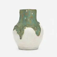 experimental vase by Hugh C. Robertson for Dedham Pottery, 1896-1908, glazed stoneware, sold Sep 2020