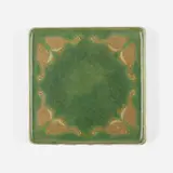 Rare trivet tile with geese by Grueby Faience Company, 1898-1910, glazed earthenware, sold Sep 2020